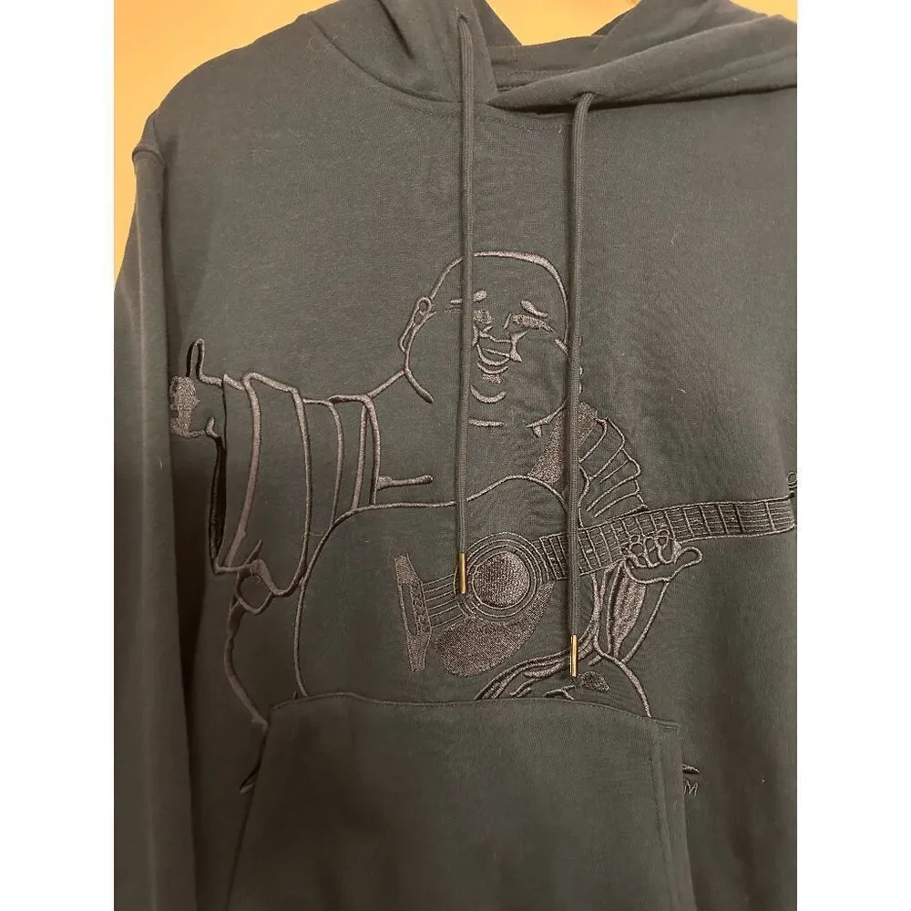 True Religion Men's Buddha Long Sleeve Pullover Hoodie Navy Poseidon Blue Size S